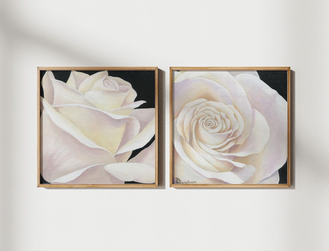 White Rose Print - Fine Art Print Set of 2 - White Flower Wall Art ...