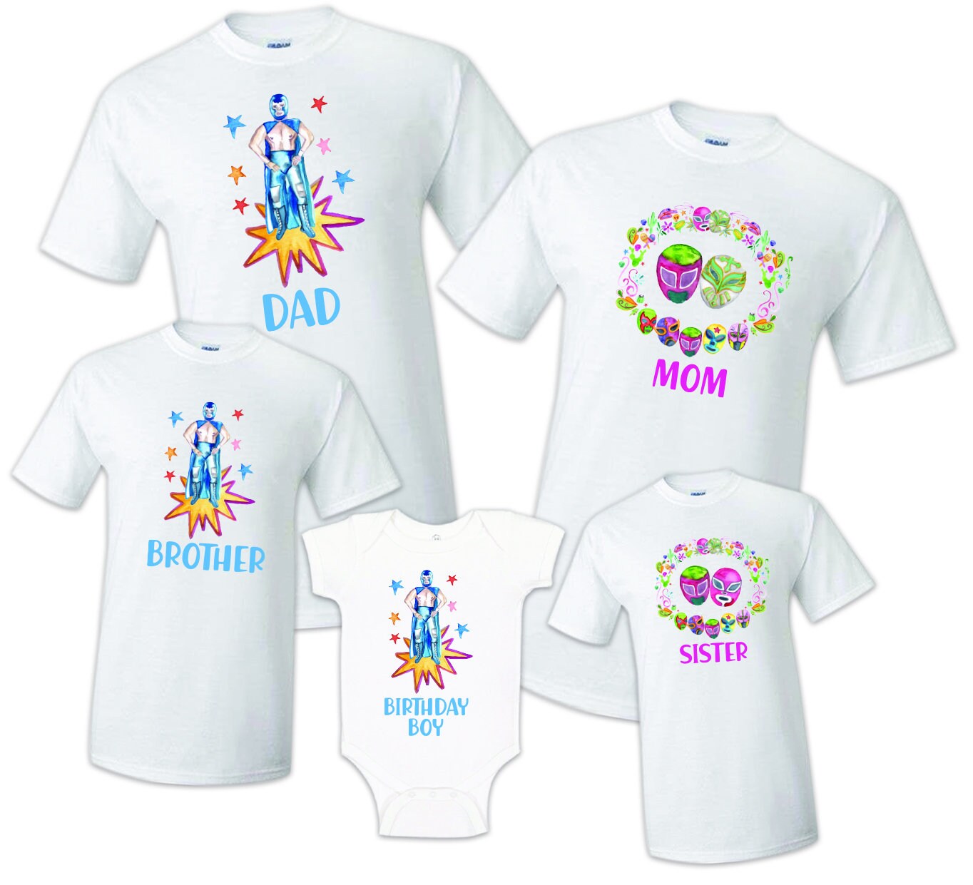 Wrestling Birthday Matching T-shirts 