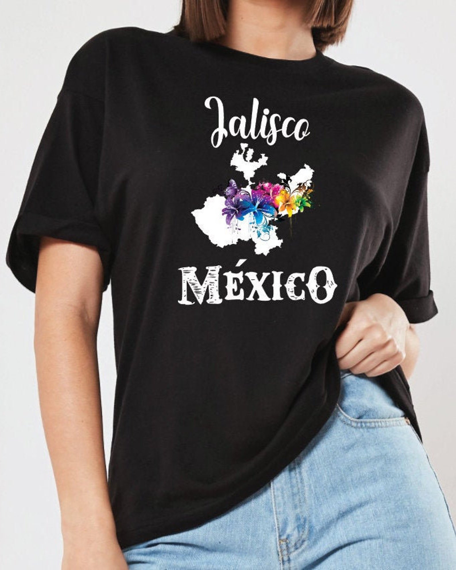 Jalisco T-shirt Mexican T-shirt Mexico JAL Tapatia Flowers Mex - Etsy