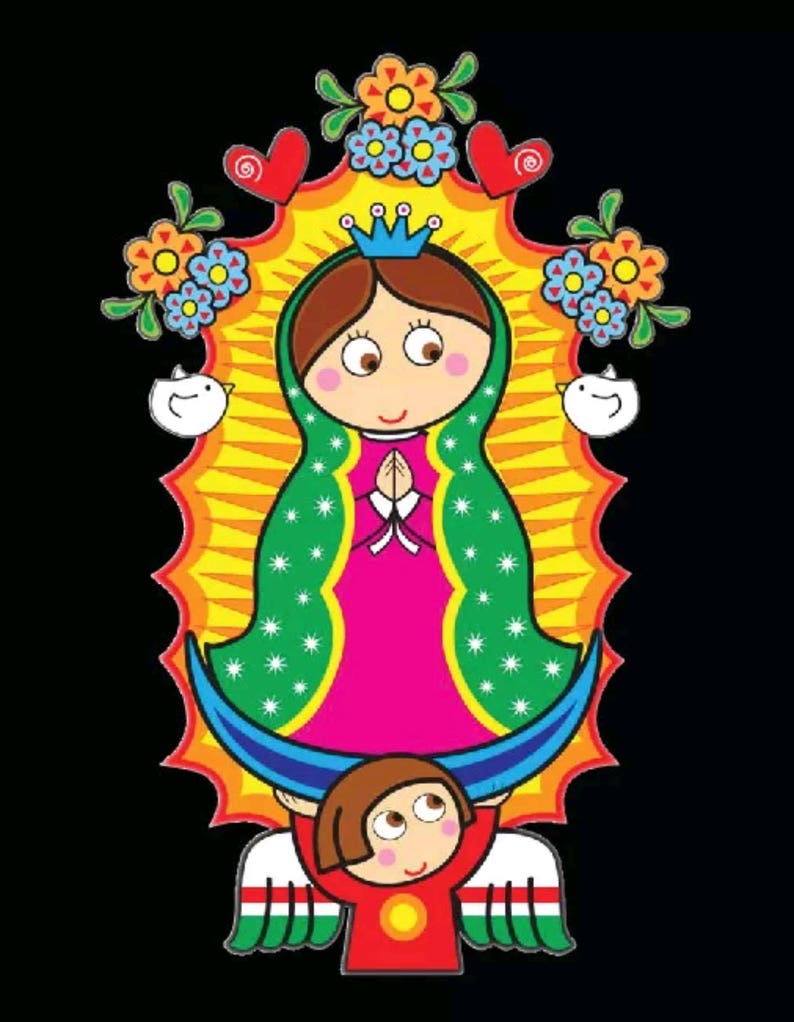 Virgen De Guadalupe Cartoon Decal Car Window Laptop Vinyl Etsy