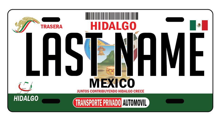 Hidalgo Car Plate aluminum License Plate Mex HGO Mexico State Etsy