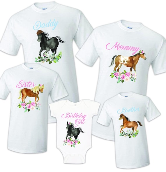 Horse Birthday T Shirt Family matching celebration reunion party tee kid Farm