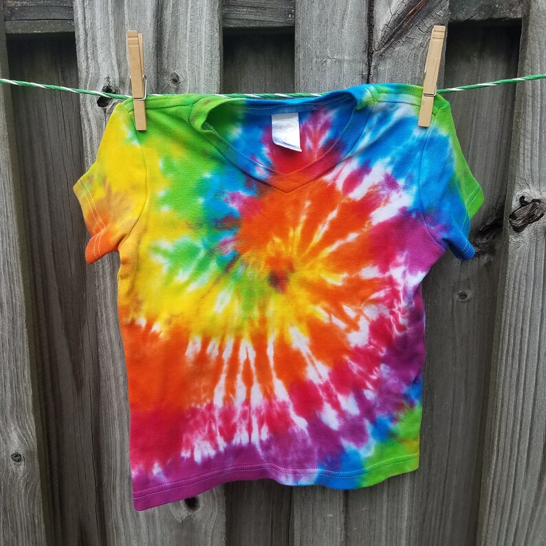 Rainbow Spiral Tiedye Shirt Toddler Vneck Sized 4 Etsy