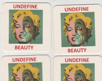 Undefine Beauty Marylin Monroe Wicked Witch of the West Wizard of Oz Andy Warhol feminist paper coasters