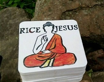 Rice Jesus (Buddha) paper coasters
