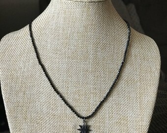 Black Beaded Starburst Necklace