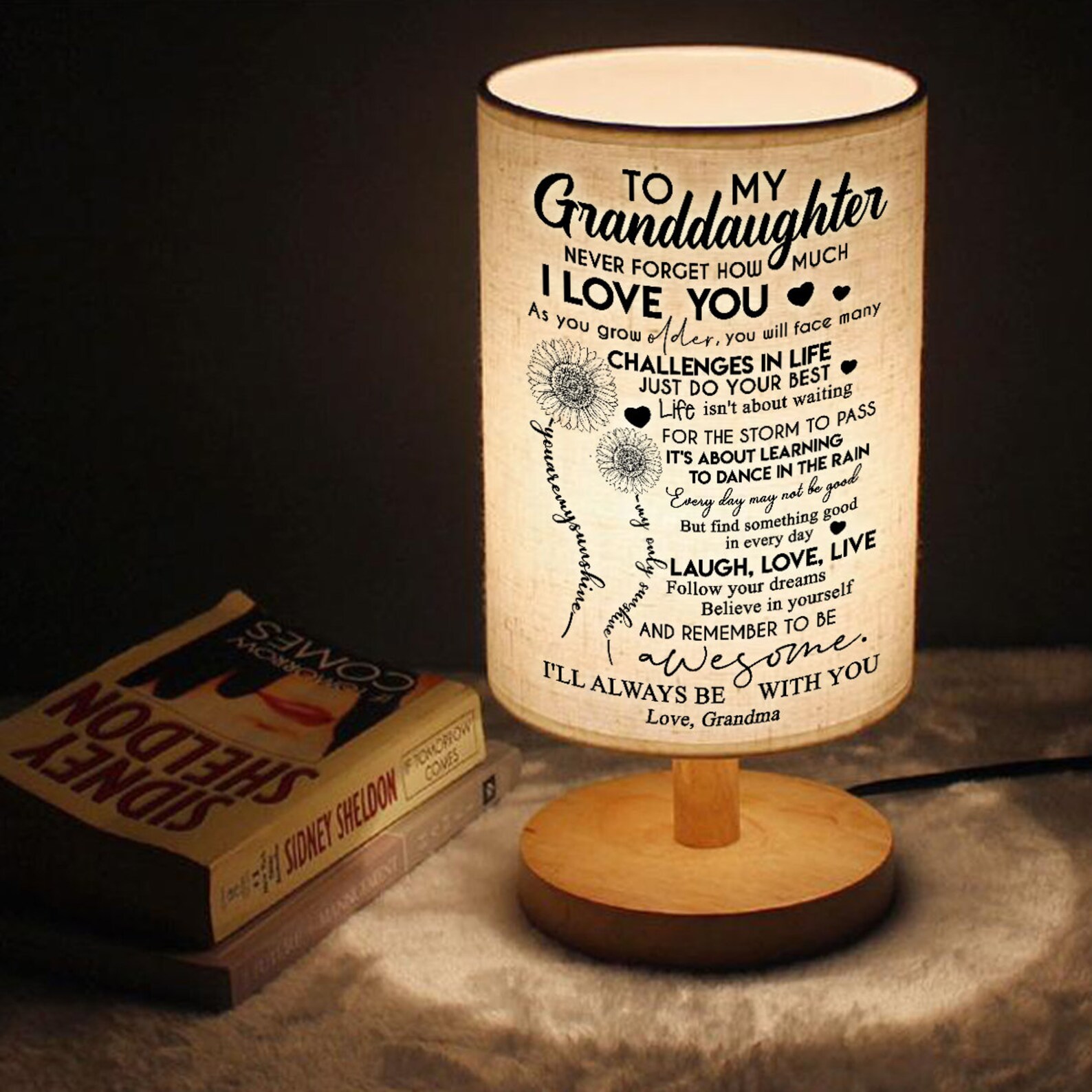 To My Granddaughter Night Lamp Gift Table Lamp Reading Light Etsy