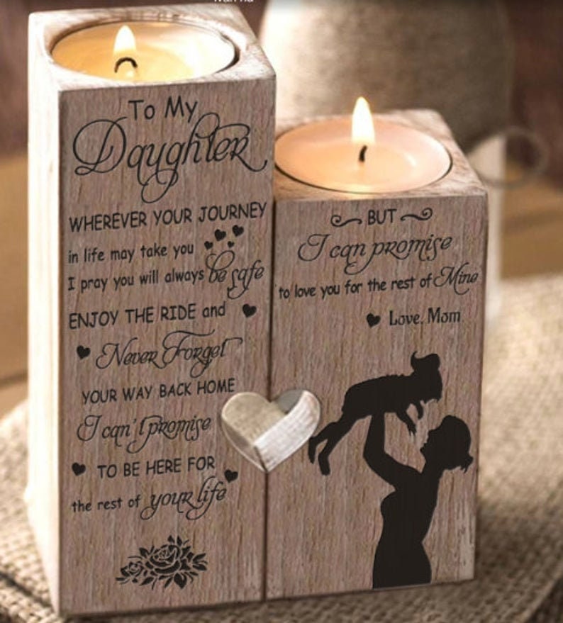 2020 MOM To Daughter Pair Candle Holder Xmas Birthday ...