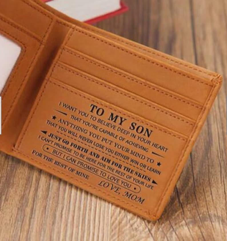 To My Son From Mom Wallet Graduation Gift Men Wallet Love Mom Etsy