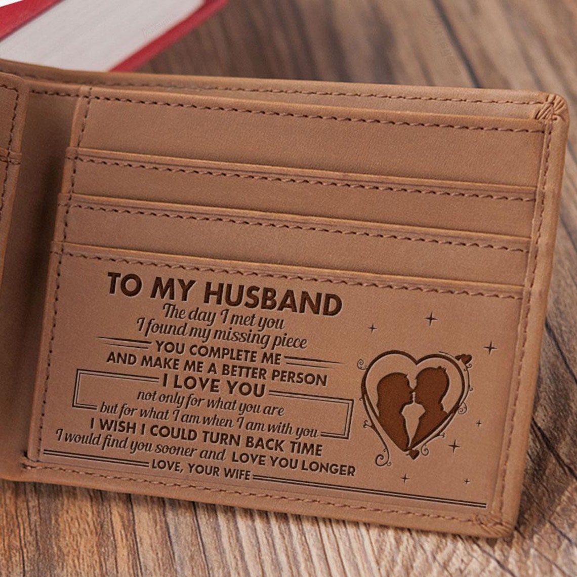 From Wife to My Husband Wallet Gift I Love You Leather Men Etsy