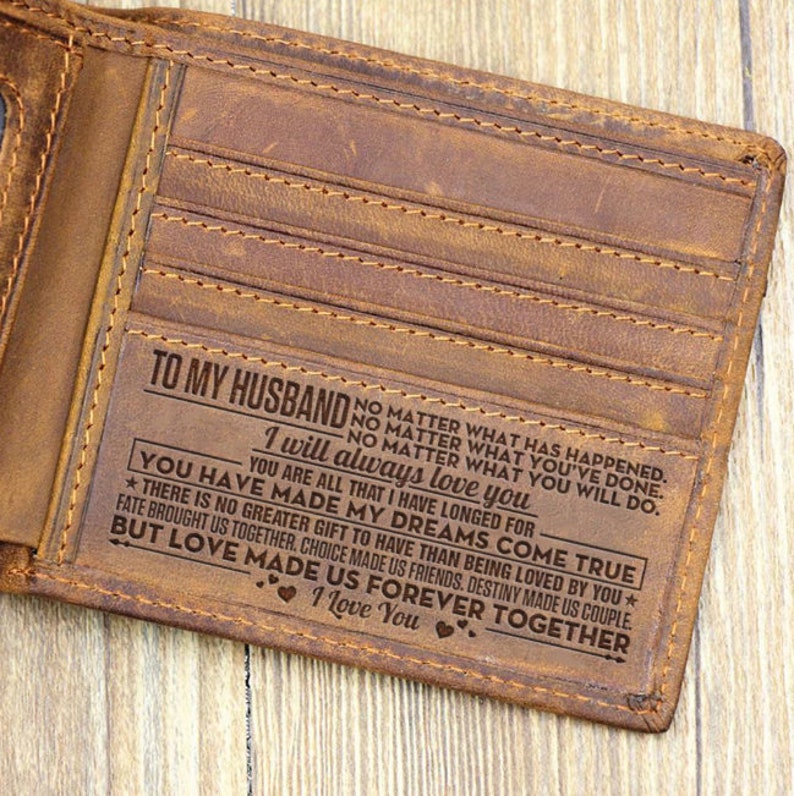 To Husband Wallet Gift From Wife Together Forever Leather Men Etsy
