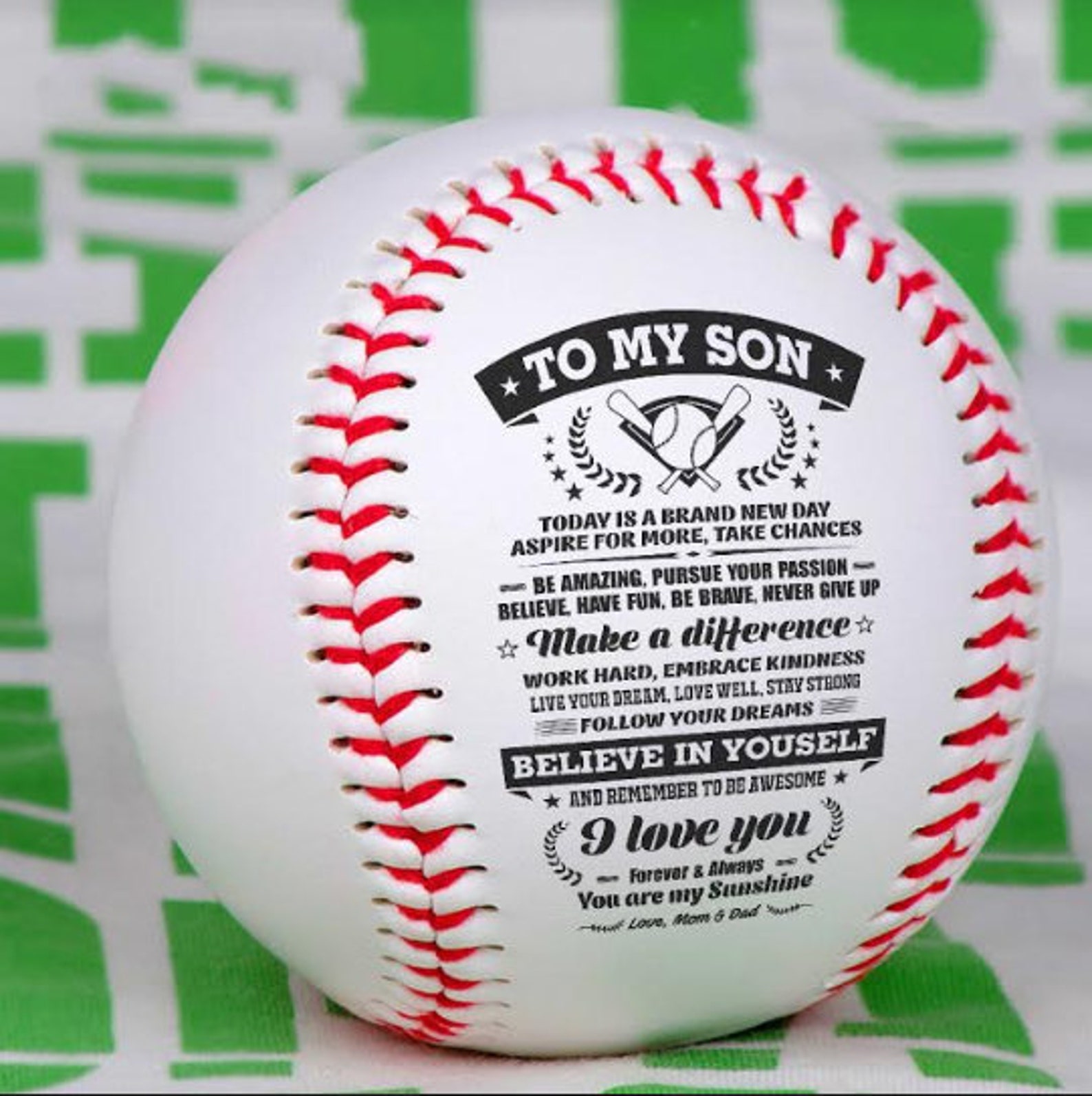 From Mom Dad To My Son Baseball Ball Gift Love From Parents To Etsy