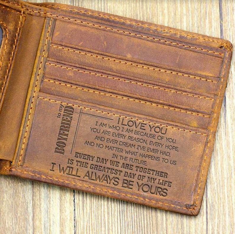 From Girlfriend to Boyfriend Wallet Gift With Love Message Etsy