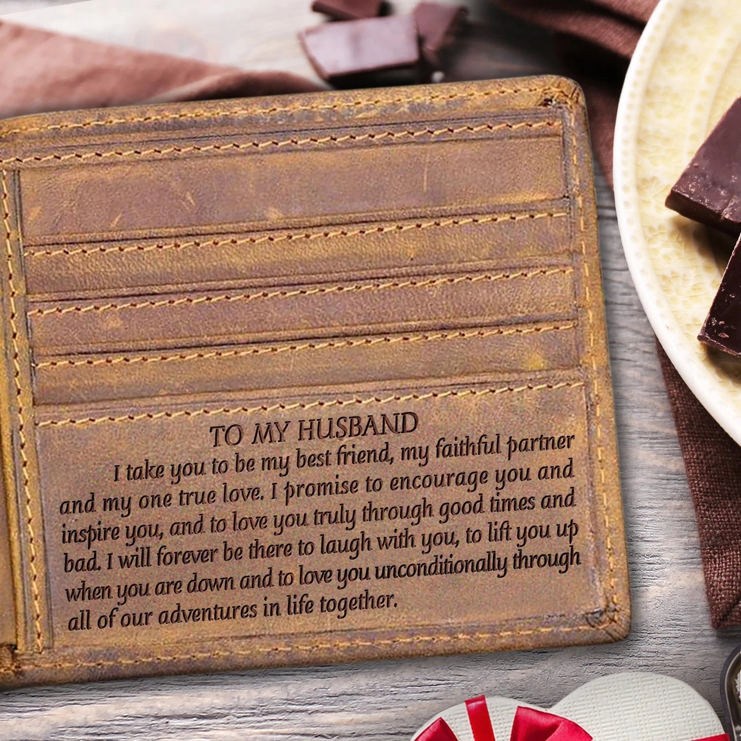 To My Husband Wallet Gift From Wife I Love You Leather Wallet Etsy