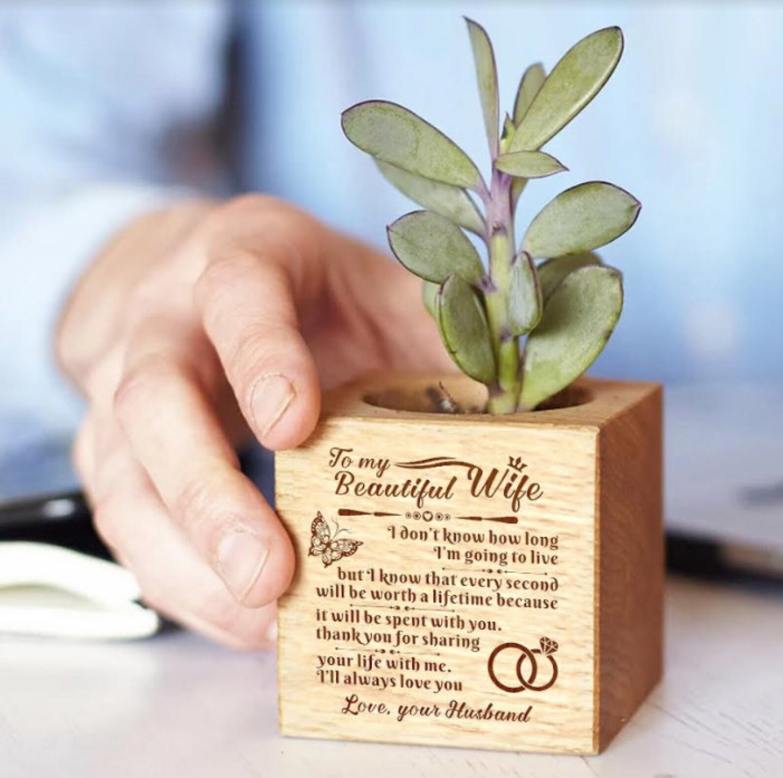 To My Wife Micro Plants Pot Gift From Husband With Love Etsy