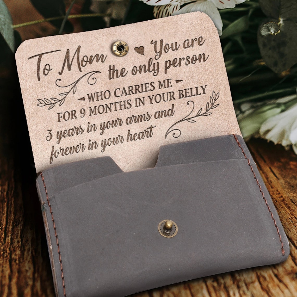 From Son Daughter To MOM Wallet Gift Leather Wallet For Mom Etsy