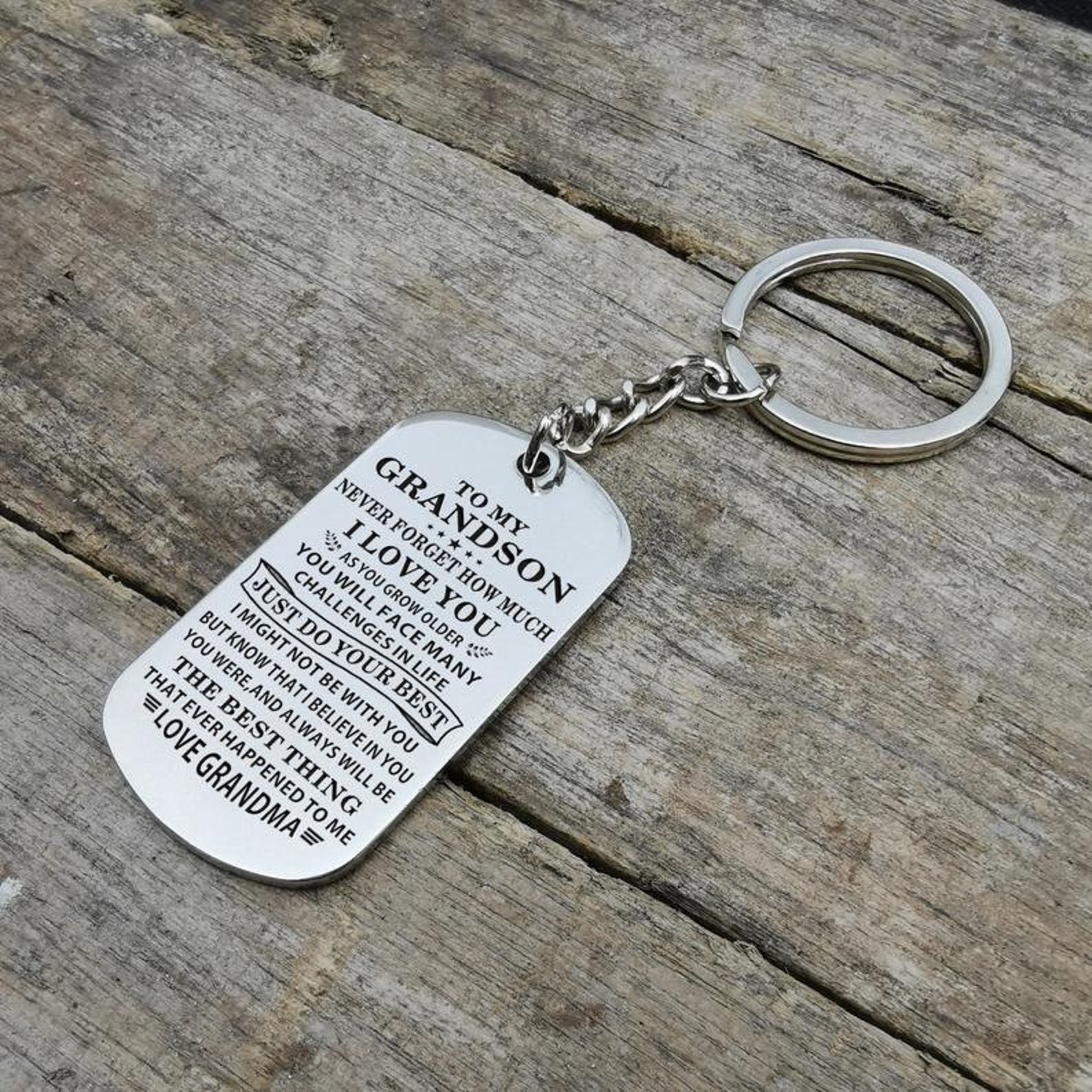 From Grandma to Grandson Keyring Gift Grandson Keychain for Etsy