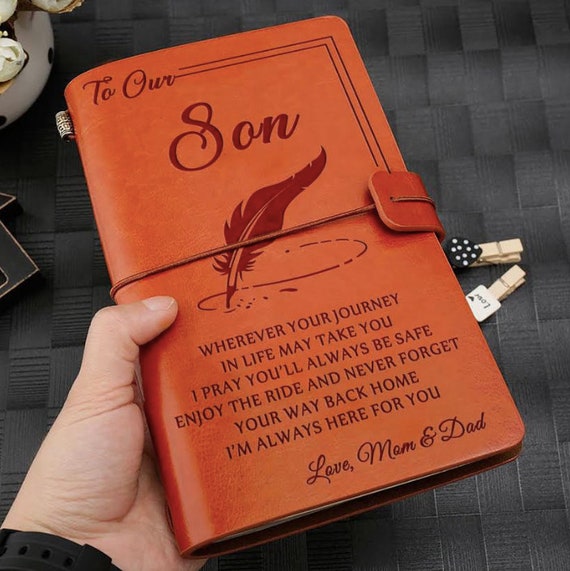 to My Son Back to School Gift journals Leather Journal to Son Gift for Son Gift from mom Wherever Your Journey Enjoy The Ride Moving Out Gifts Birthday Gift notebooks