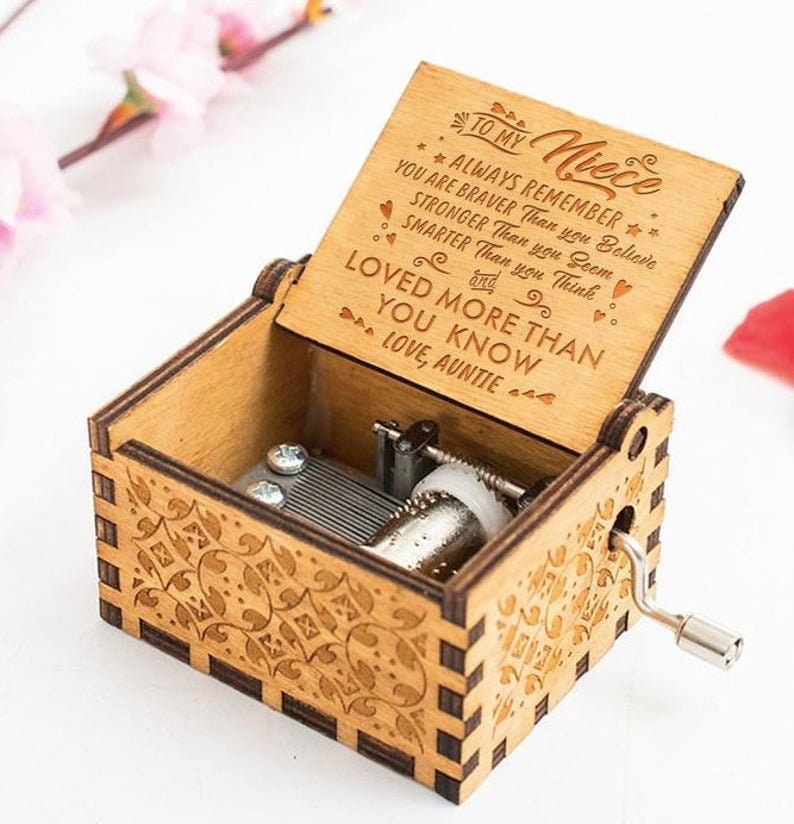 To My Niece Gift From Auntie Music Box With Love Message Etsy
