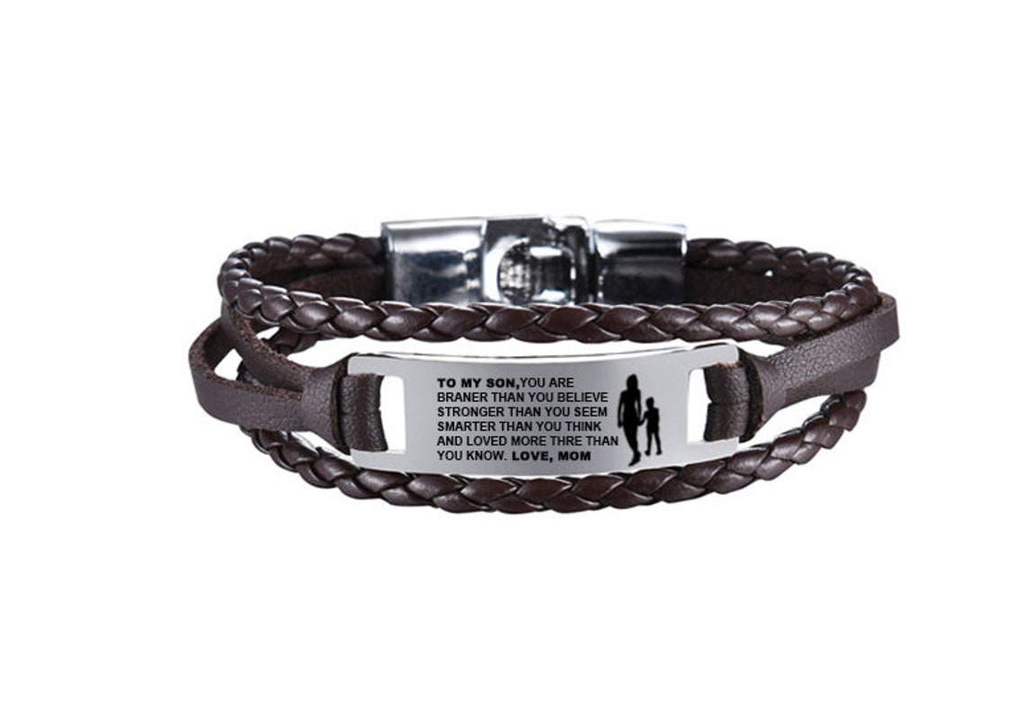 Personalisiertes Lederarmband Für Söhne | Geschenk Von Mama | Gravur 'Ich Liebe Dich' | Mit Schmuckschatulle