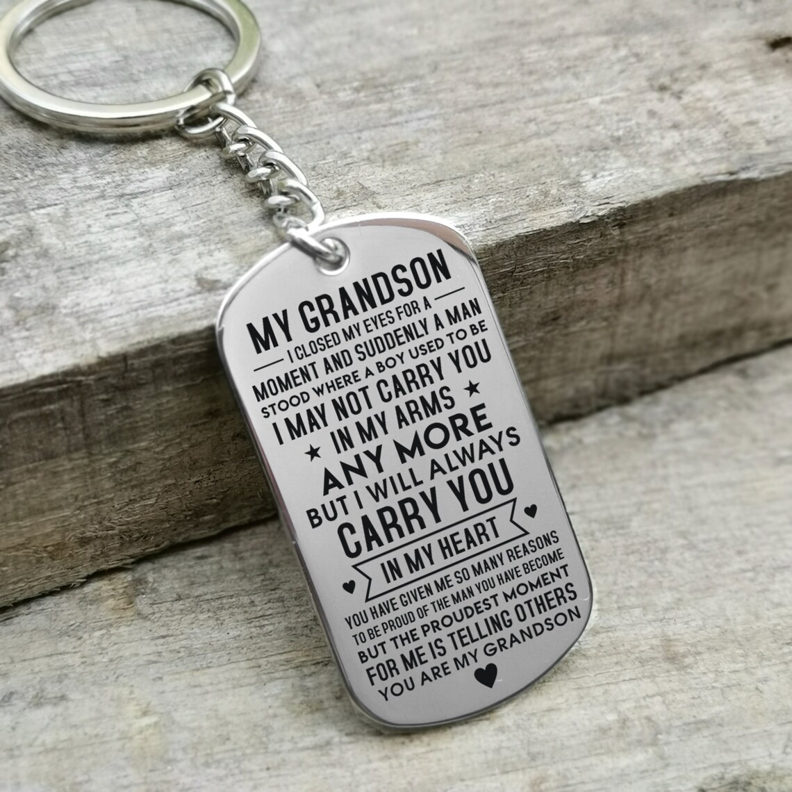 To Grandson Keyring Gift From Grandma Grandpa Grandson Etsy