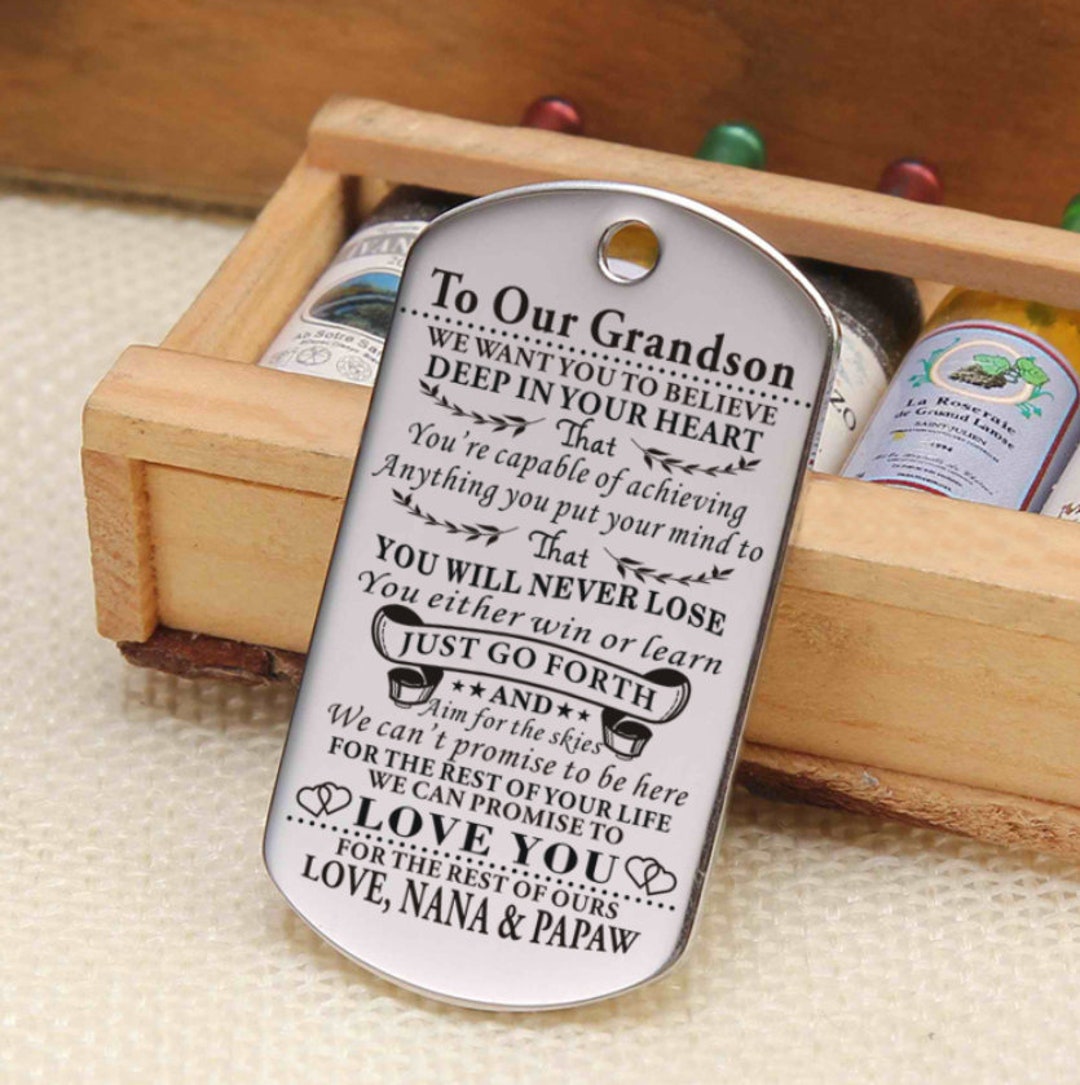 Customized Grandson Keyring Gift From Grandma Grandpa With Etsy