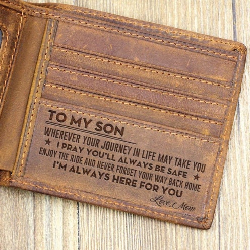 Inspirational To My Son Wallet Card for Teen Boys Mens Stocking Stuffers Gifts for Christmas Birthday Kids Valentines Day Gift for Men Boys Step Son in Law from Mom Mother First Time Fathers Day Gift 