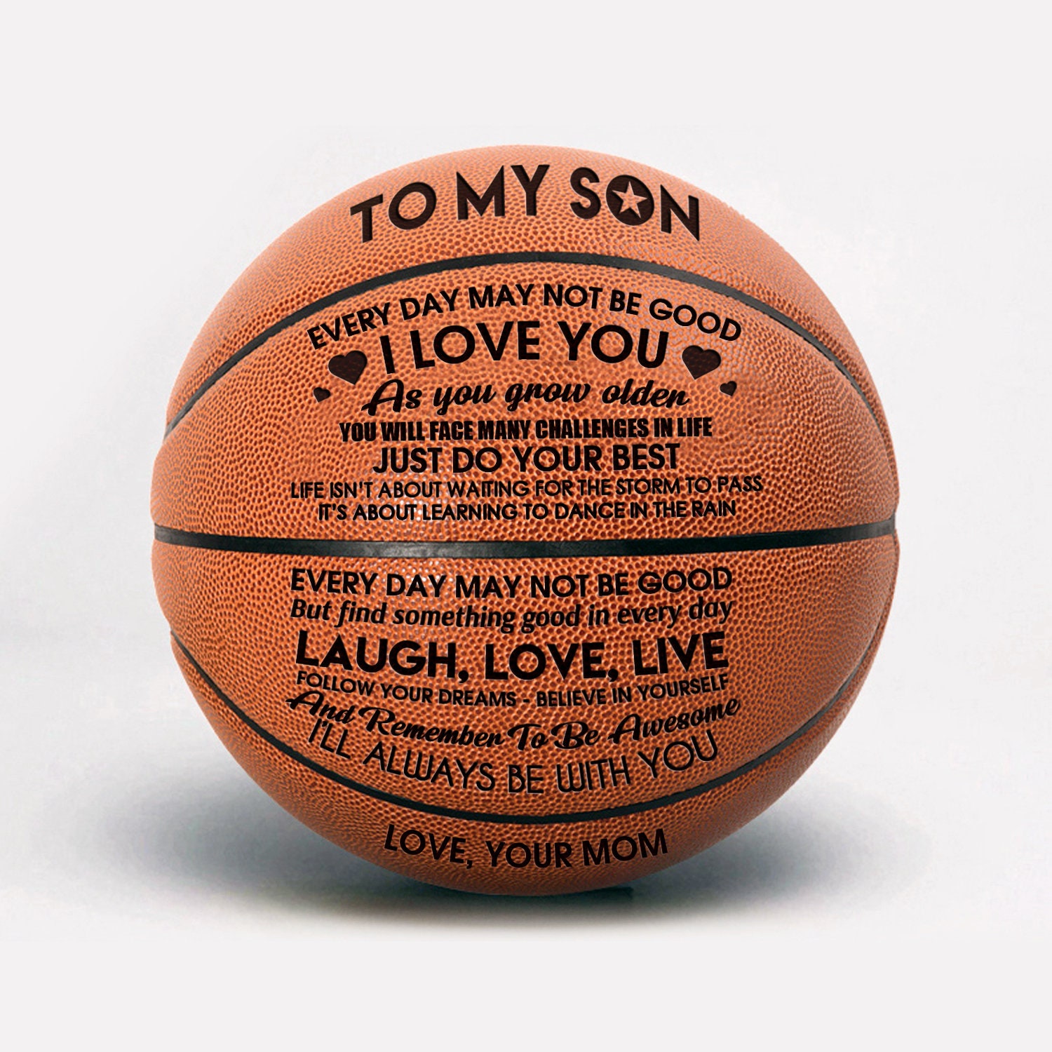 From Mom To Son Basketball Gift With Engraved Message Mom To Etsy