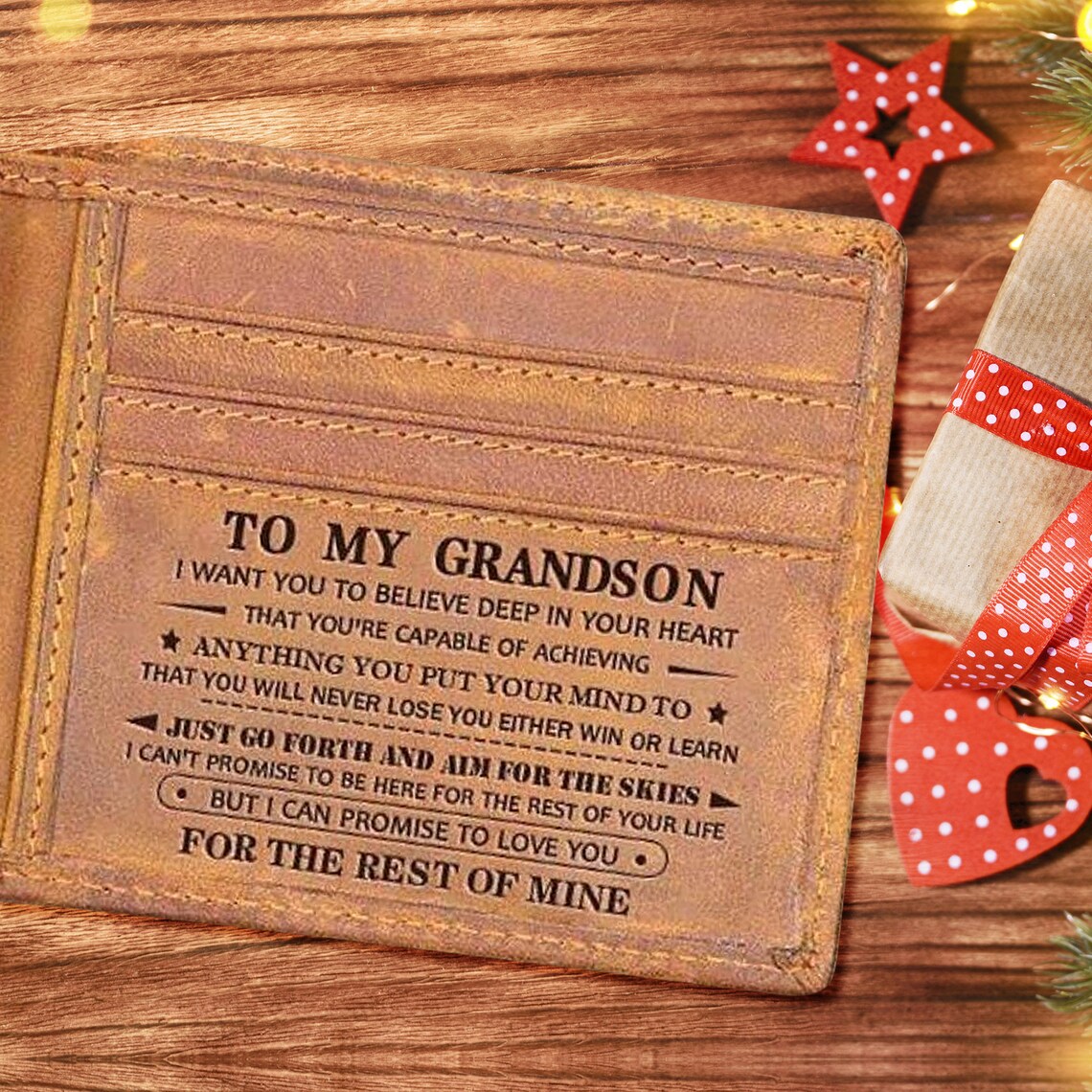 To My Grandson Wallet Graduation Gift From Grandma Grandpa Etsy