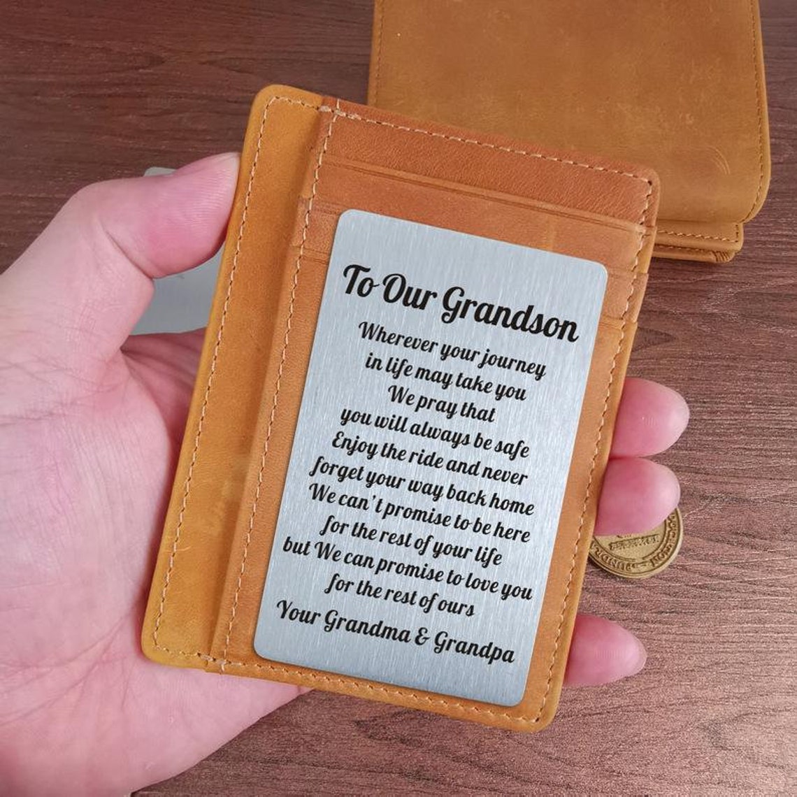 To OUR Grandson Pocket Wallet With Insert Card Gift From Etsy