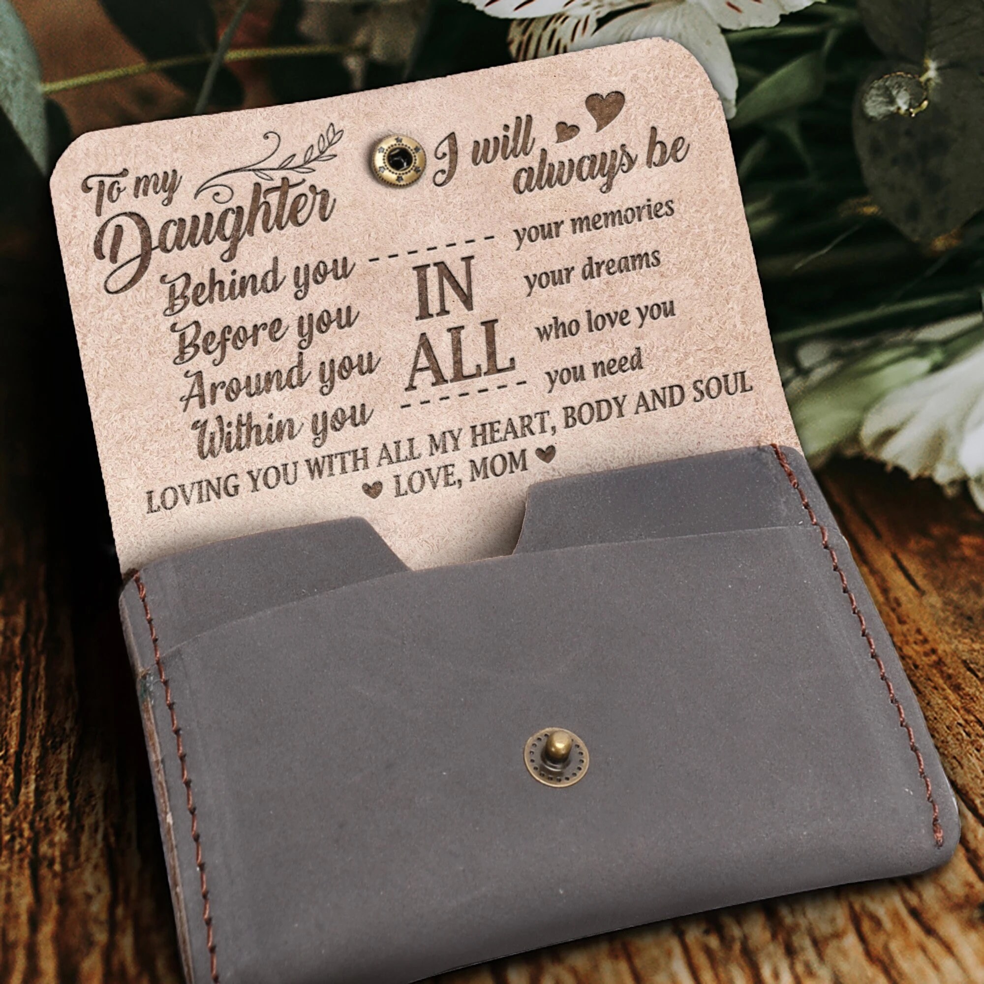 From Mom To Daughter Wallet Gift With Love Message From Mother Etsy