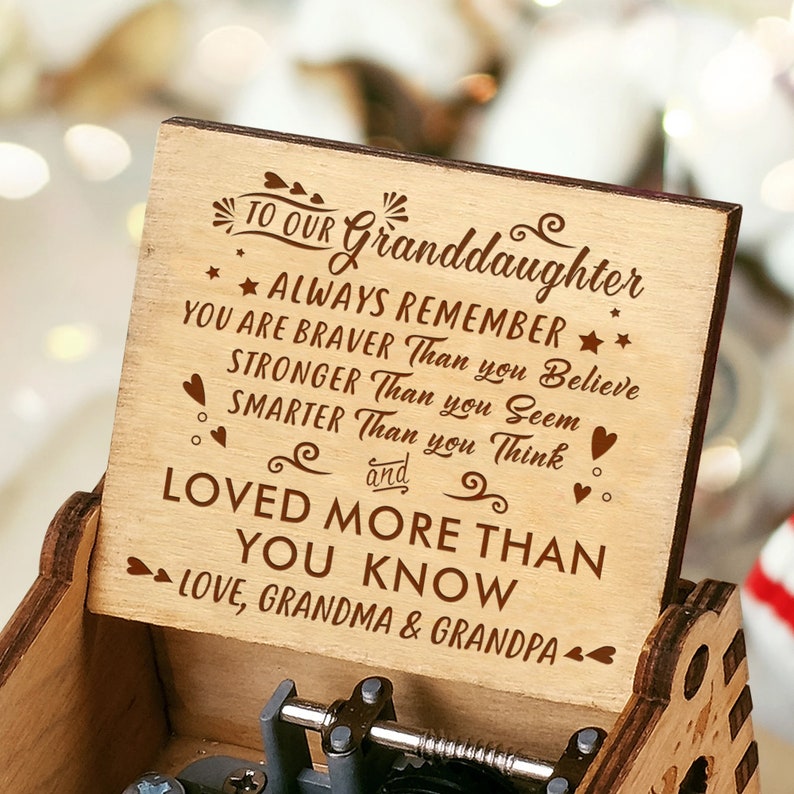 To Granddaughter Music Box Gift From Grandma & Grandpa Love Etsy