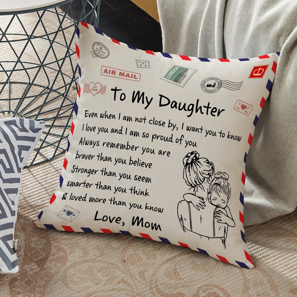 Mom To Daughter Pillow Case Gift Love Mom To Daughter Proud of Etsy