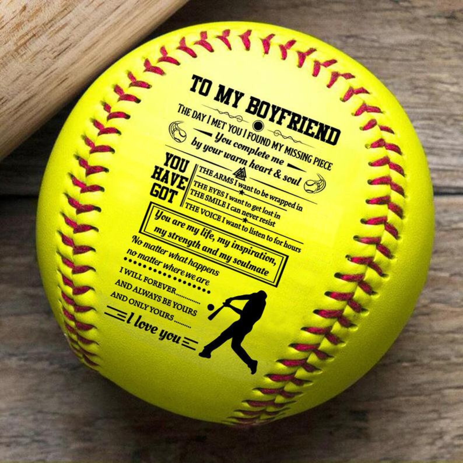 To My Boyfriend Softball Ball Valentine Gift Love From Etsy