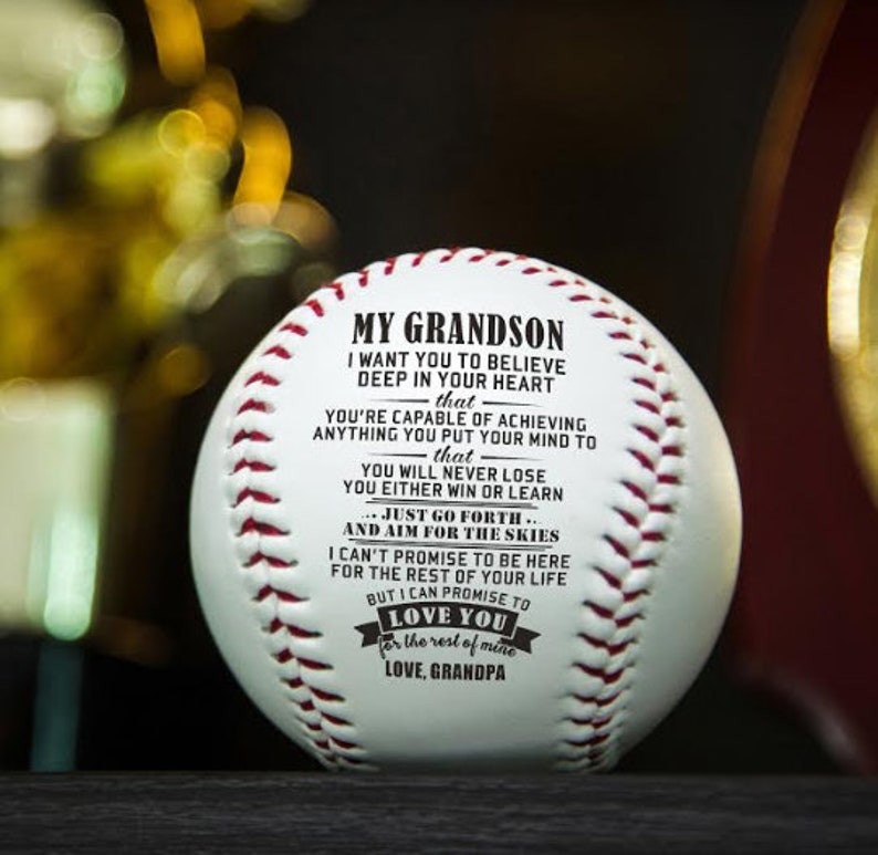 To Grandson From Grandpa Baseball Gift With Love Message From Etsy
