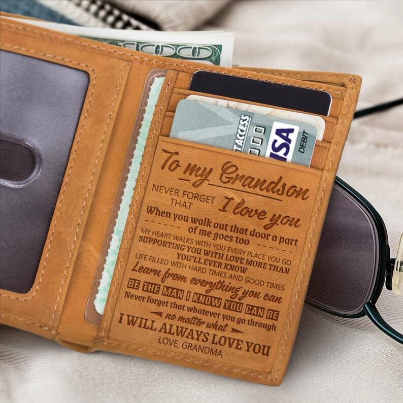 To My Grandson Wallet Graduation Gift From Grandma Grandpa Etsy