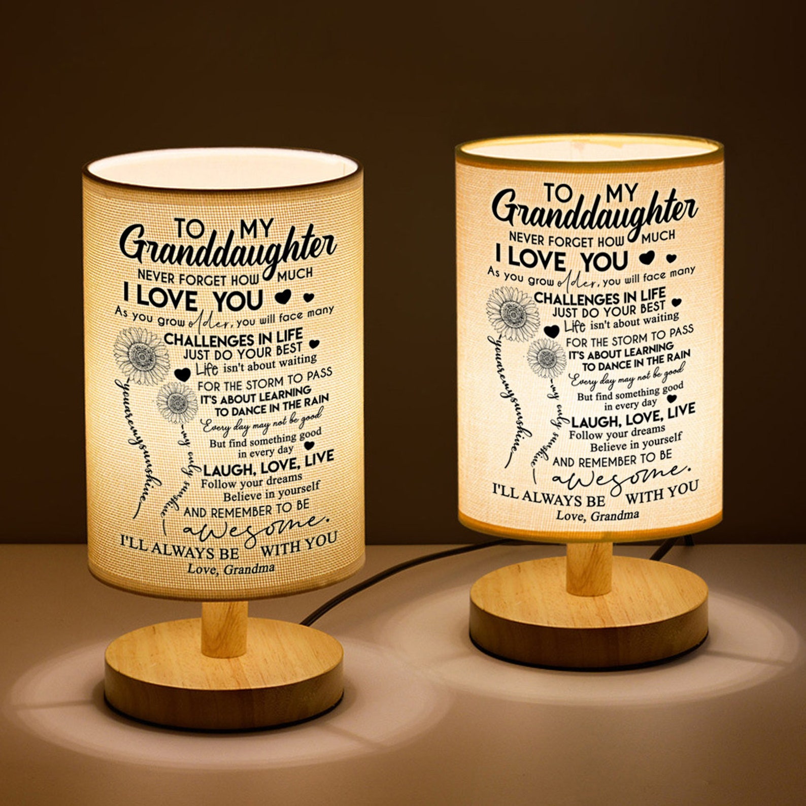 To My Granddaughter Night Lamp Gift Table Lamp Reading Light Etsy
