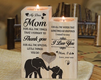 Vitray and wood candleholder Mom