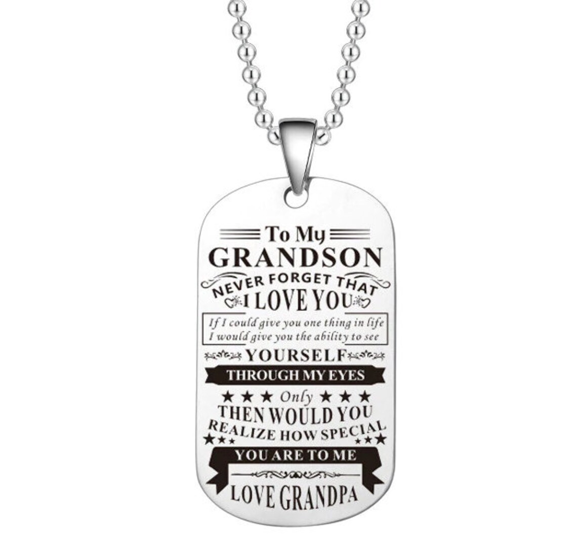 Grandson dog tag necklace Clearance