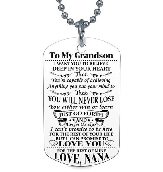 From NANA To Grandson Dog Tag Necklace 