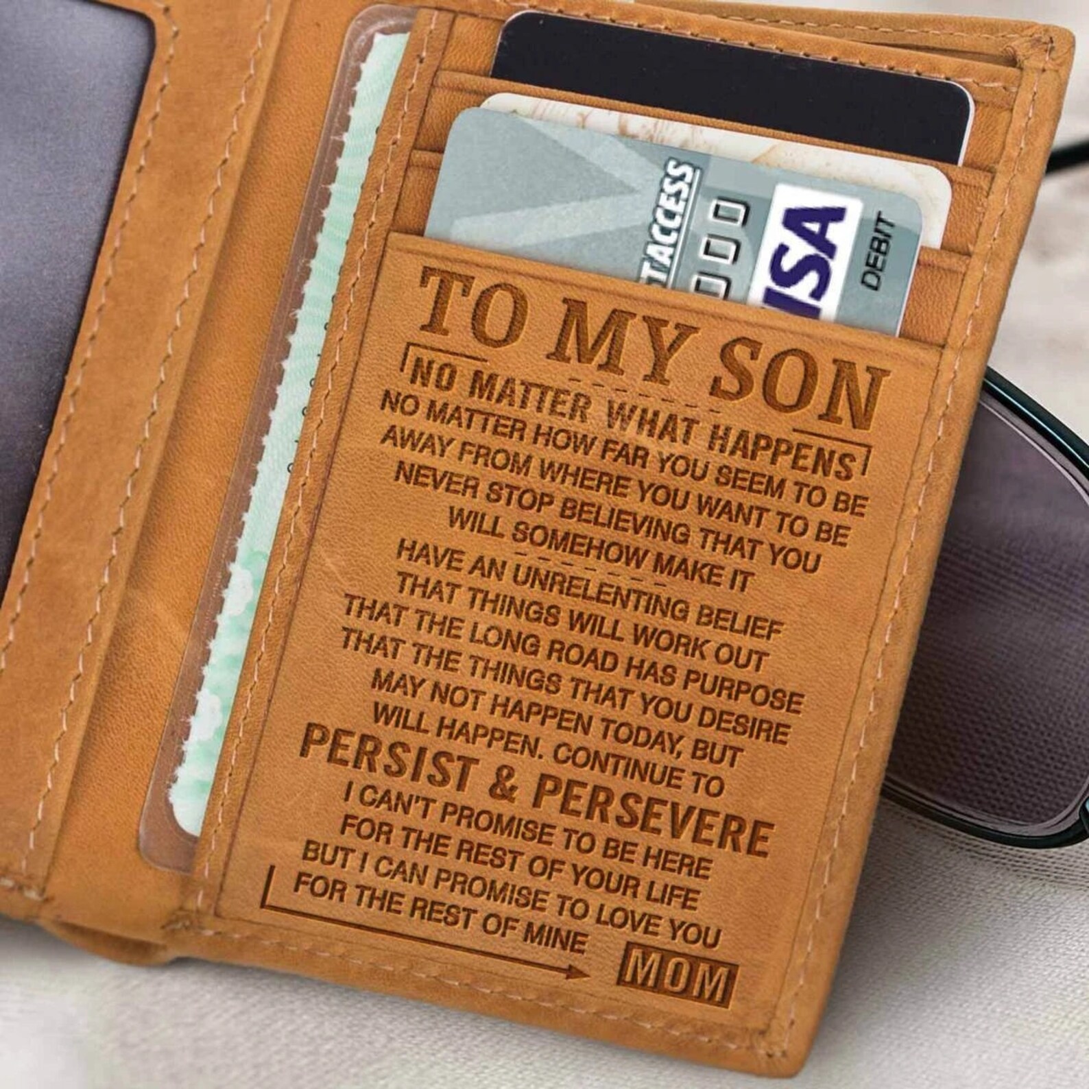 MOM to My Son Wallet Gift Customizable Trifold Wallet for Son Etsy