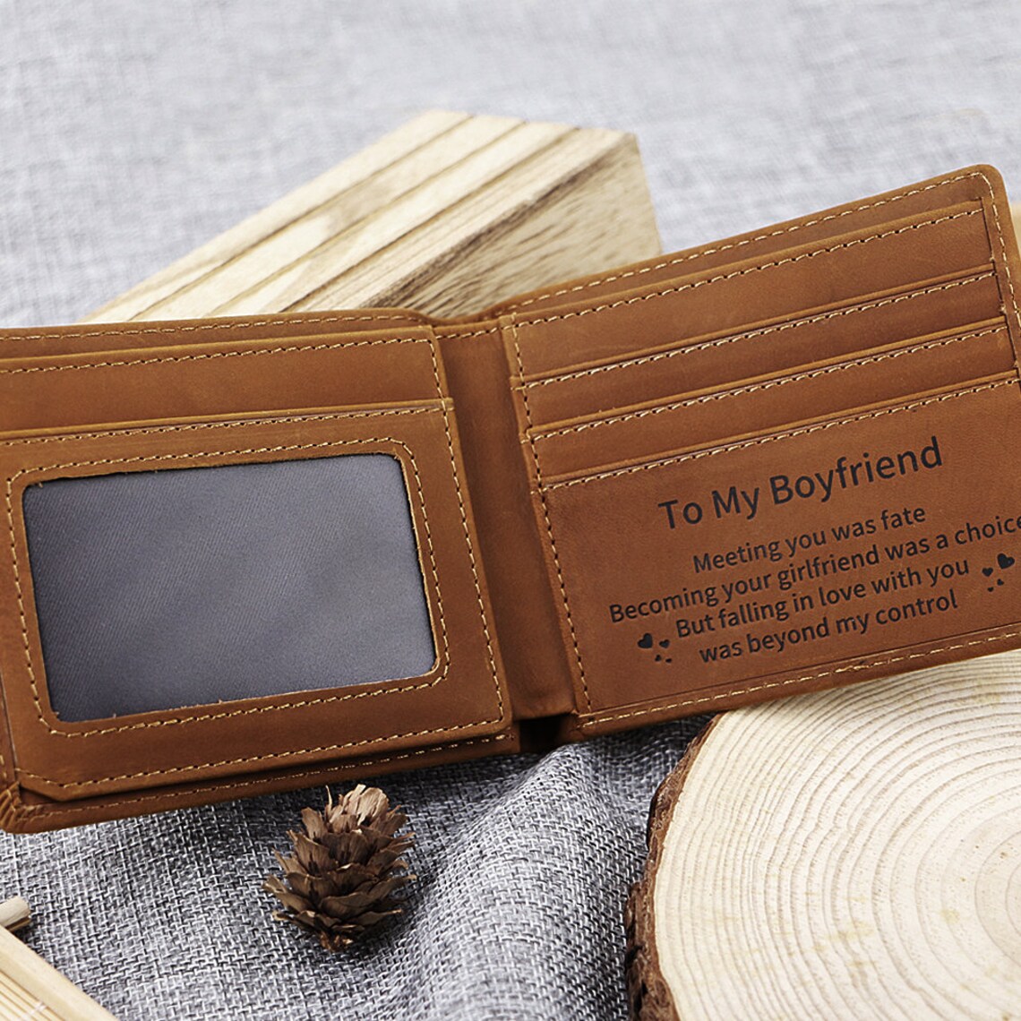 To My Boyfriend Wallet Gift From Girlfriend Leather Men Wallet Etsy