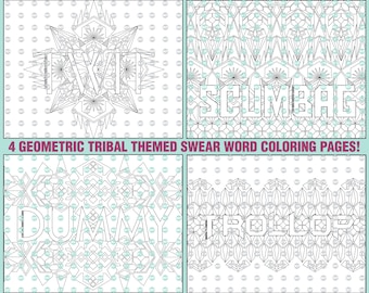 Geometric Tribal Swear Word Coloring Pages Collection 4 Adult Book Printable Sheet
