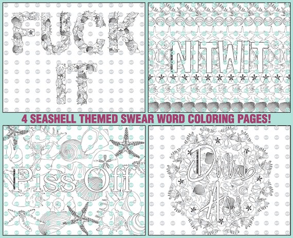 Seashell Swear Word Coloring Pages Collection 4 Adult Etsy