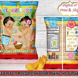Aloha Chip Bag-Hawaiian Chip Bag-Luau Chip Bag-Luau Party-Aloha-Luau Birthday-Hawaiian Birthday-Tropical Birthday-Hawaiian Gender Reveal