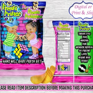 Fresh Prince or Fresh Princess Chip Bag-Fresh Prince or Fresh Princess Gender Reveal-Hip Hop Gender Reveal-90's Chip Bag