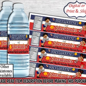 Quarterback or Cheerleader Water Label-Touchdowns or Tutus Chip Bag-Touchdowns or Tutus Decorations-Touchdowns or Tutus Gender Reveal