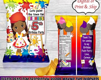 Paint Party Chip Bag-Paint Party Birthday-Paint Party-Art Party Chip Bag-Art Party Treat Bag-Paint Party Favor Bag-Paint Party