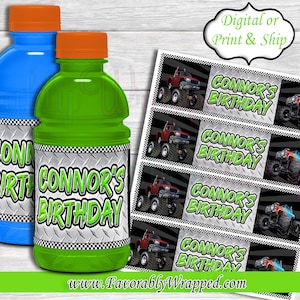 Monster Big Truck Sports Drink Label-Monster Big Truck Birthday Party-Truck Water Label-Monster Big Truck Chip Bag-Sports Drink label