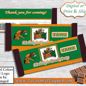 Trunk Party Candy Bar Wrappers-Graduation Party Chocolate Wrapper-School Party-Back To School Candy Bar-Back To School-Trunk Party